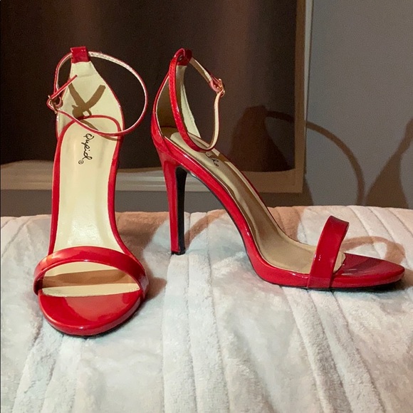 Red Strappy Heels - Picture 2 of 4